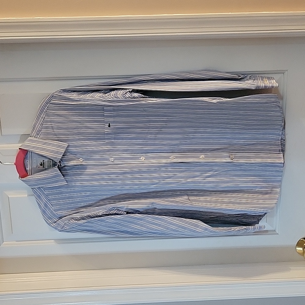 Lacoste blue striped dress shirt 40/ medium